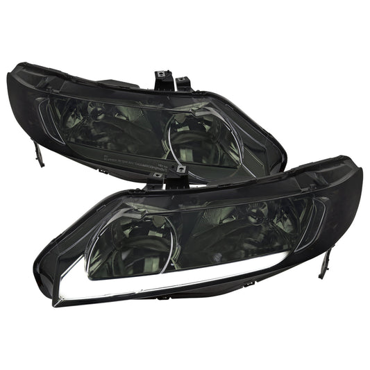 Spec-D 06-11 Honda Civic 4DR Headlights OEM Style Strip Smoked