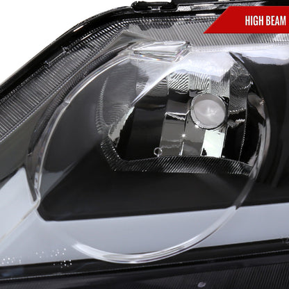 Spec-D 06-11 Honda Civic 4DR Headlights OEM Style LED Strip Black