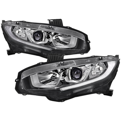 Spec-D 16-21 Honda Civic Projector Headlights OEM Style Chrome