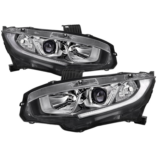 Spec-D 16-21 Honda Civic Projector Headlights OEM Style Chrome