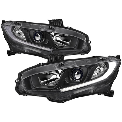 Spec-D 16-21 Honda Civic Headlights OEM Style Projector Black.