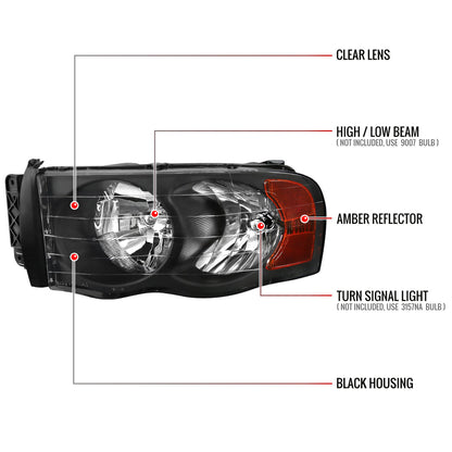 Spec-D 02-05 Ram 1500 03-05 Ram 2500 3500 Headlights OEM Style