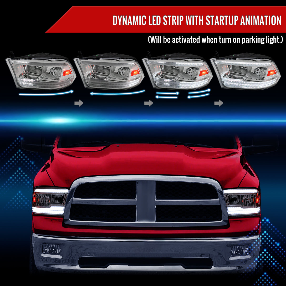 Spec-D 09-18 Ram 1500/10-18 Ram 2500 3500 Headlights Dual SEQ Bar