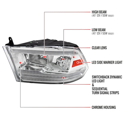 Spec-D 09-18 Ram 1500/10-18 Ram 2500 3500 Headlights Dual SEQ Bar