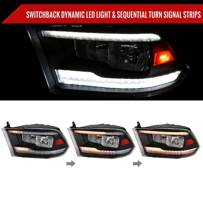 Spec-D 09-18 Ram 1500/10-18 Ram 2500 3500 Sequetial Headlights Black