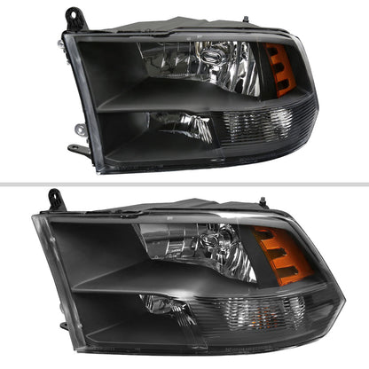 Spec-D 09-18 Ram 1500/2500/3500 Headlights OEM Quad Style Black Clear