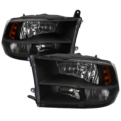 Spec-D 09-18 Ram 1500/2500/3500 Headlights OEM Quad Style Black Clear