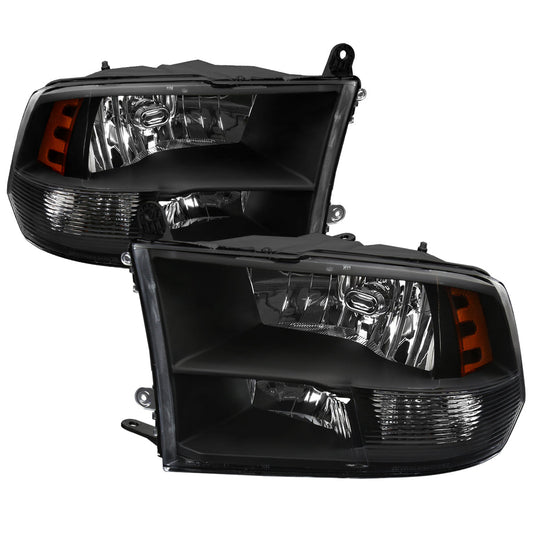 Spec-D 09-18 Ram 1500/2500/3500 Headlights OEM Quad Style Black Clear