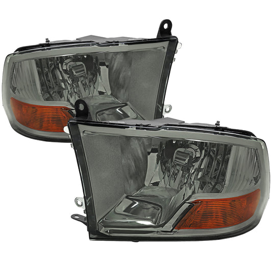 Spec-D 10-18 Ram 1500 2500 3500 Ram Classic Headlights OEM Quad Smoked
