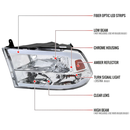 Spec-D 09-19 Ram 1500 2500 3500 Quad Style with Tube Headlights Chrome