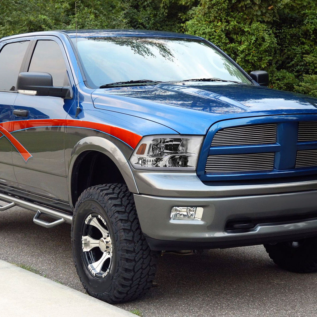 Spec-D 09-19 Ram 1500 2500 3500 Quad Style with Tube Headlights Chrome
