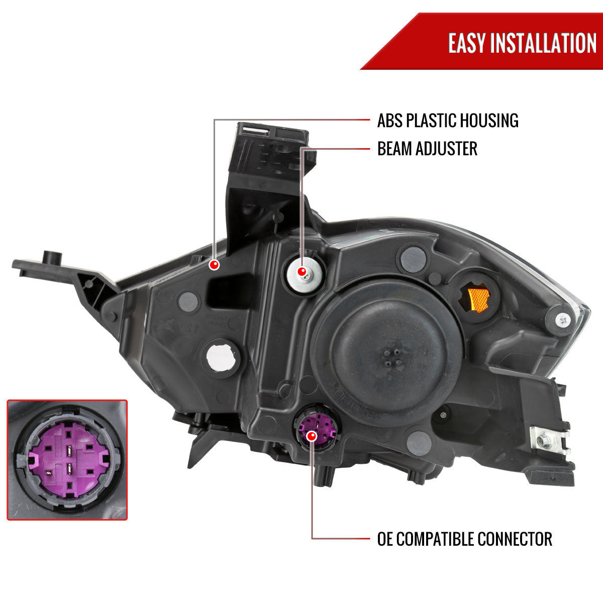 Spec-D 13-16 Dodge Dart Passenger Projector Black Replacement