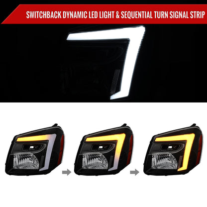 Spec-D 05-09 Equinox OEM Style with SEQ Bar Matte Headlights Black