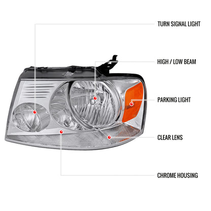 Spec-D 04-08 Ford F-150 Mark LT Headlights Dual Halo Projector Chrome