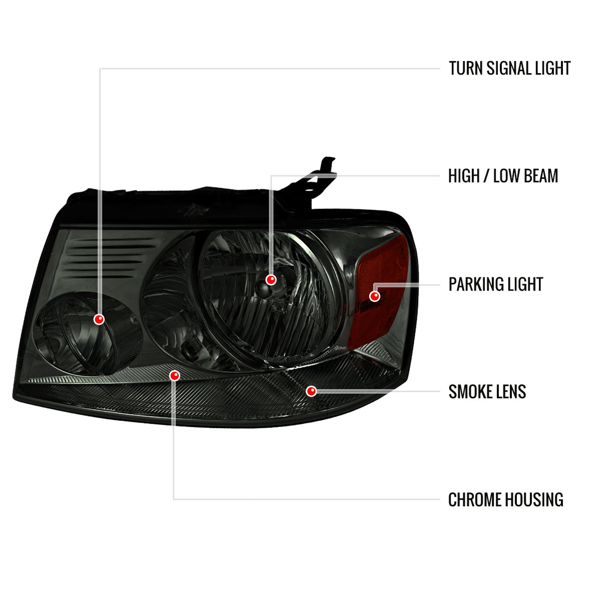 Spec-D 04-08 Ford F-150 Mark LT Headlights OEM Style Smoked/Amber