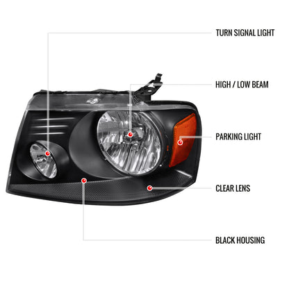 Spec-D 04-08 Ford F-150/ 06-08 Lincoln Mark LT OE Style Headlights Blk