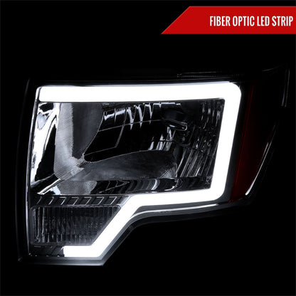 Spec-D 09-14 Ford F-150 LED Bar Headlights Amber Reflector Chrome