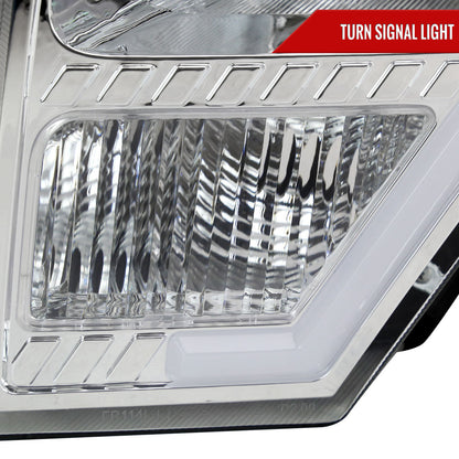 Spec-D 09-14 Ford F-150 LED Bar Headlights Amber Reflector Chrome