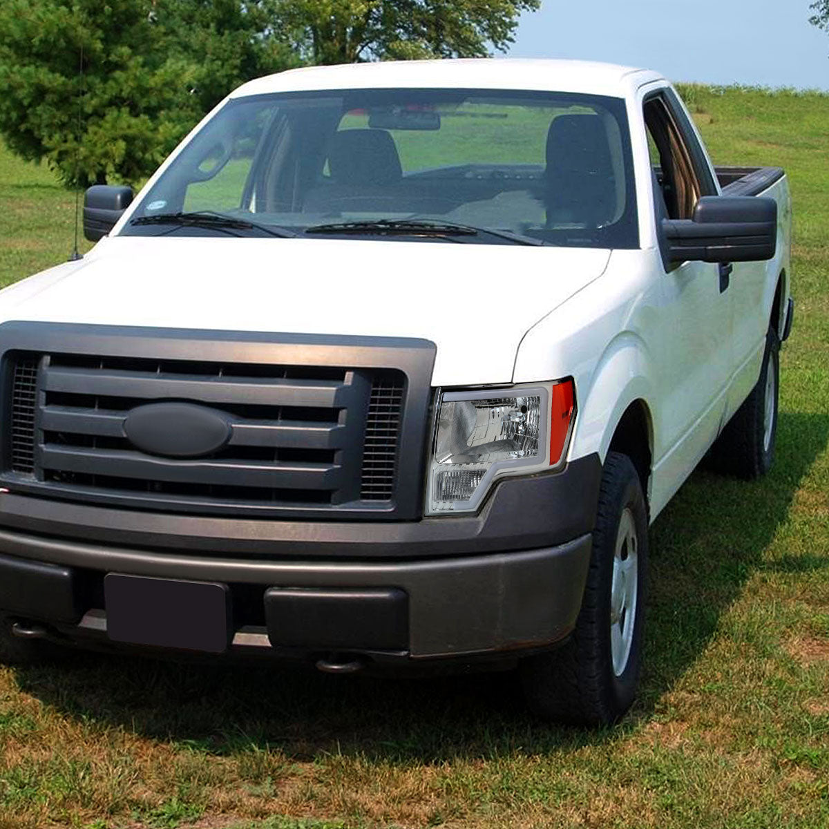 Spec-D 09-14 Ford F-150 LED Bar Headlights Amber Reflector Chrome