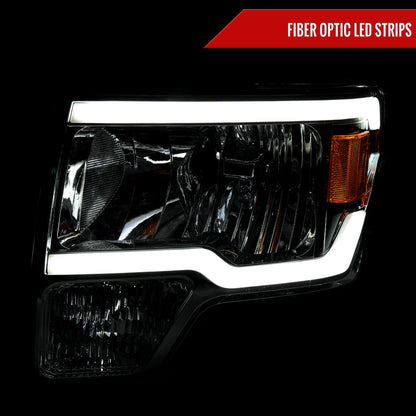 Spec-D 09-14 Ford F-150 LED Tube Headlights OEM Style Chrome/Smoked