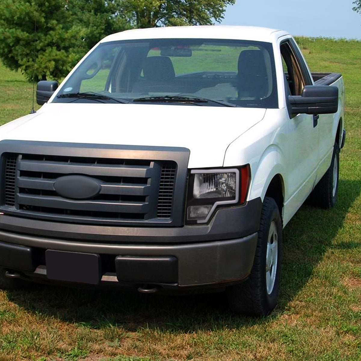 Spec-D 09-14 Ford F-150 Headlights LED Bar OEM Style Black