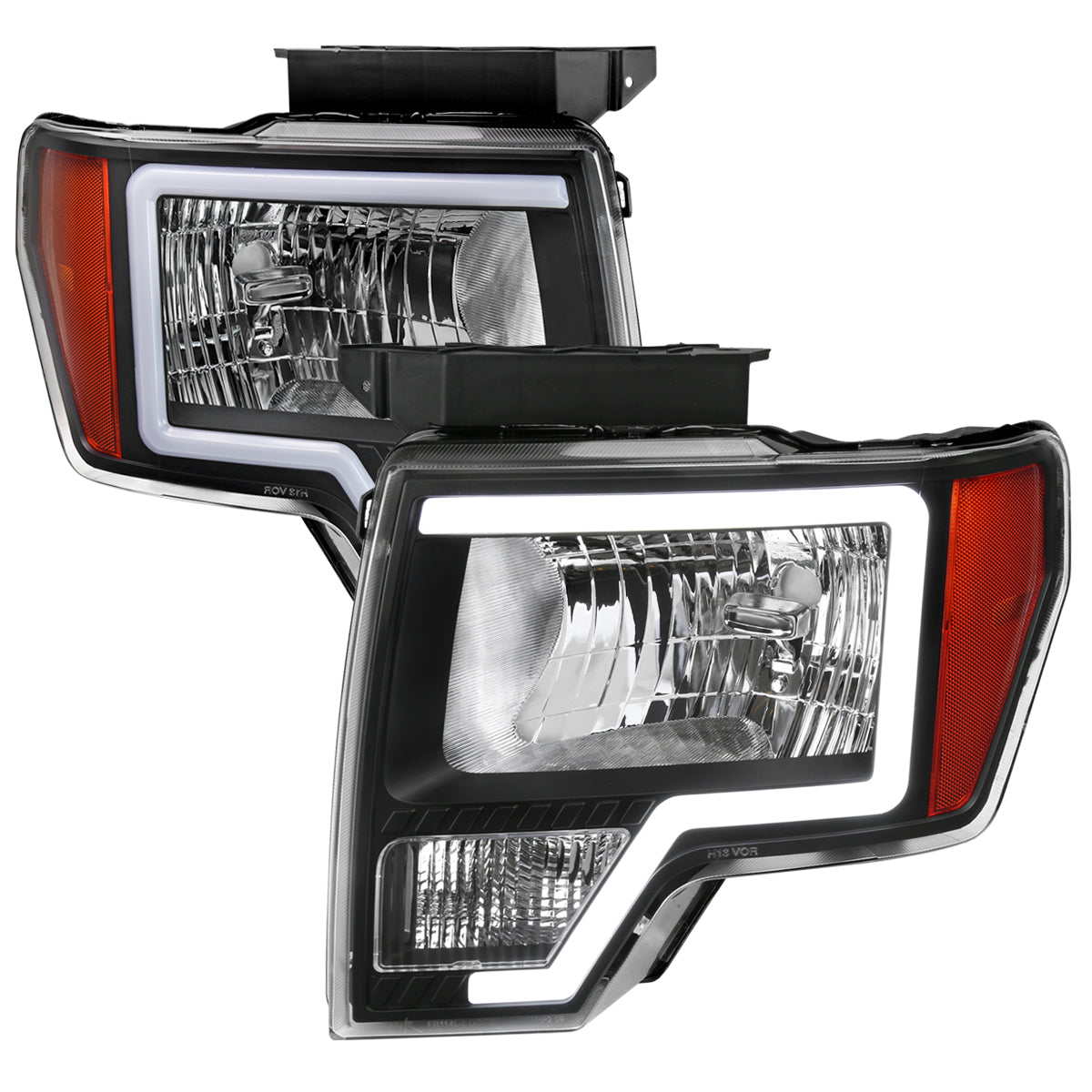 Spec-D 09-14 Ford F-150 Headlights LED Bar OEM Style Black