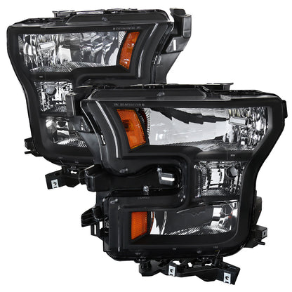 Spec-D 15-17 Ford F-150 Headlights OEM Style Replacement Black
