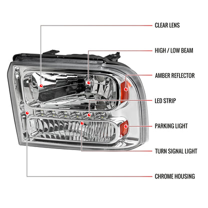 Spec-D 05-07 Ford F-250 F-350 Headlights Projector Chrome/Clear