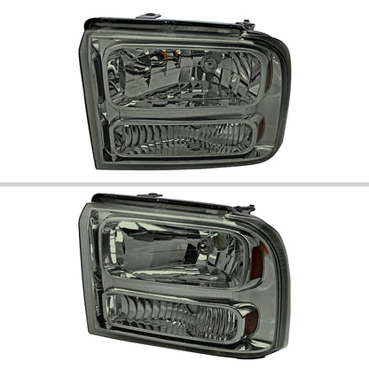 Spec-D 05-07 Ford F-250 Super Duty Headlights Smoked/Amber Reflector