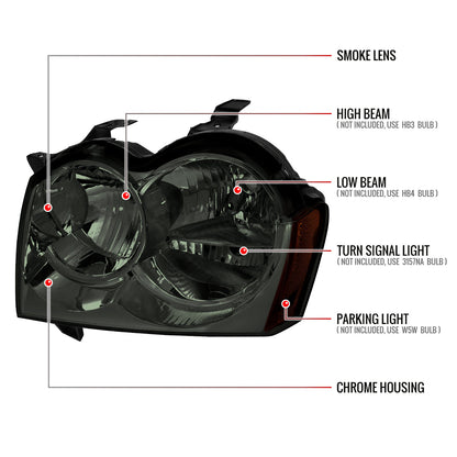 Spec-D 05-07 Jeep Grand Cherokee OE Style Chrome/ Smoked Headlights