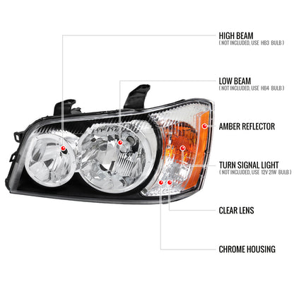 Spec-D 01-03 Highlander Headlights OEM Style Chrome