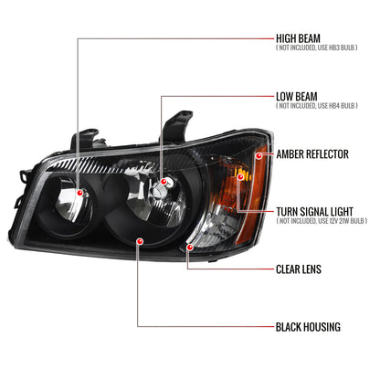 Spec-D 01-03 Highlander OEM OEM Style Headlights Black