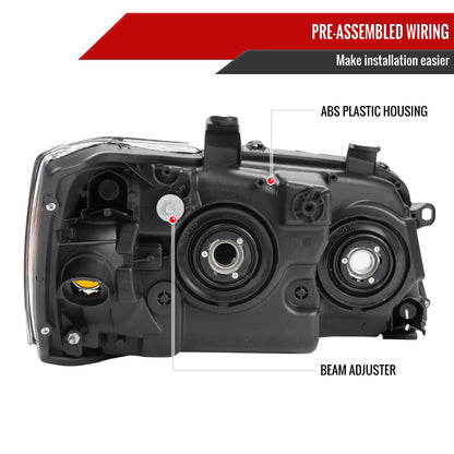 Spec-D 04-07 Toyota Highlander Headlights OEM Style Black/Clear