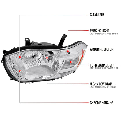 Spec-D 08-10 Highlander Headlights OEM Halogen Replacement Chrome