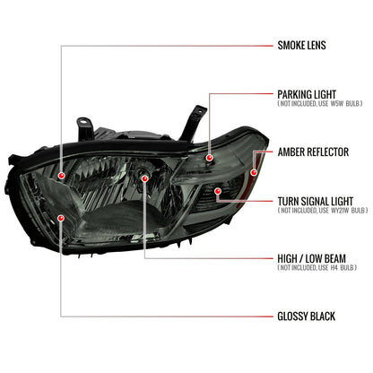 Spec-D 08-10 Highlander Headlights OEM Halogen Chrome/Smoked