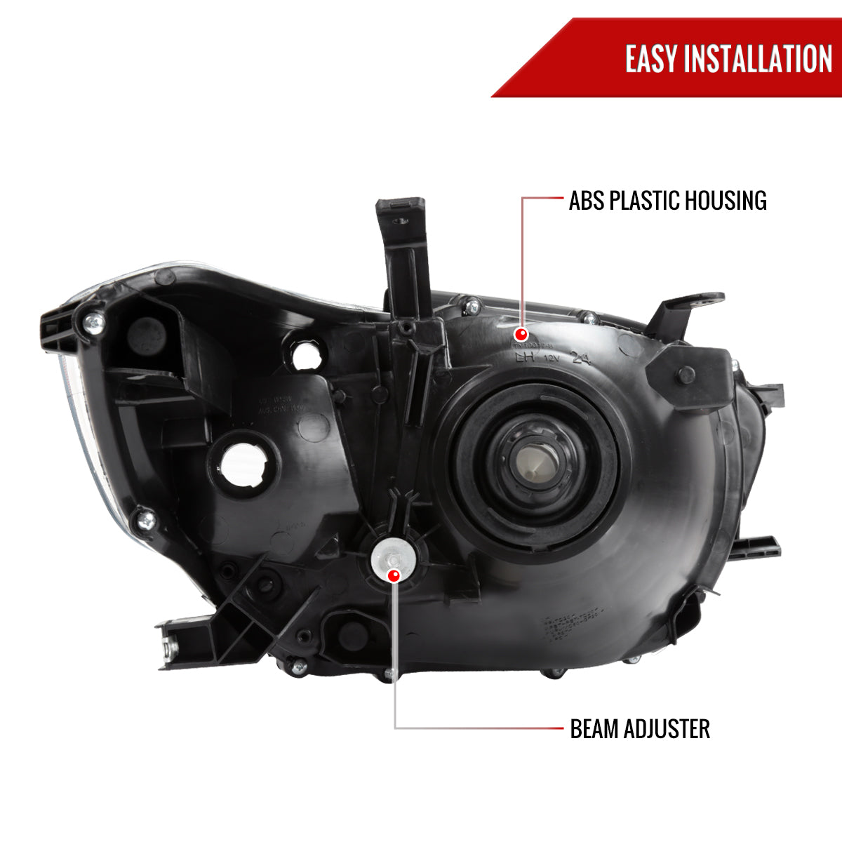 Spec-D 08-10 Toyota Highlander Headlights OEM Style Matte Black/Clear