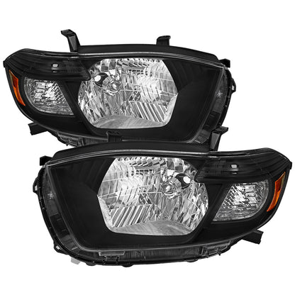 Spec-D 08-10 Toyota Highlander Headlights OEM Style Matte Black/Clear