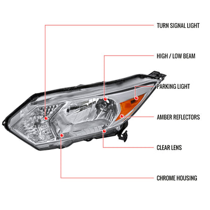 Spec-D 16-18 Honda HR-V Crystal Headlights Amber Reflectors Chrome