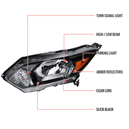 Spec-D 16-18 Honda HR-V Driver Headlight Black Replacement