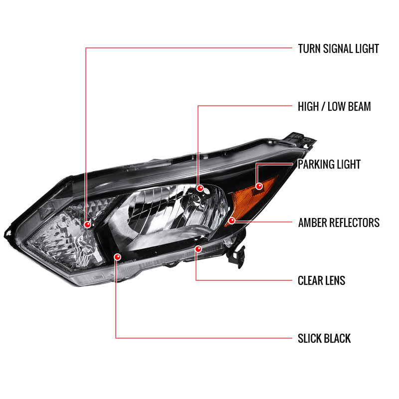 Spec-D 16-18 Honda HR-V Crystal Headlights Amber Reflectors Black