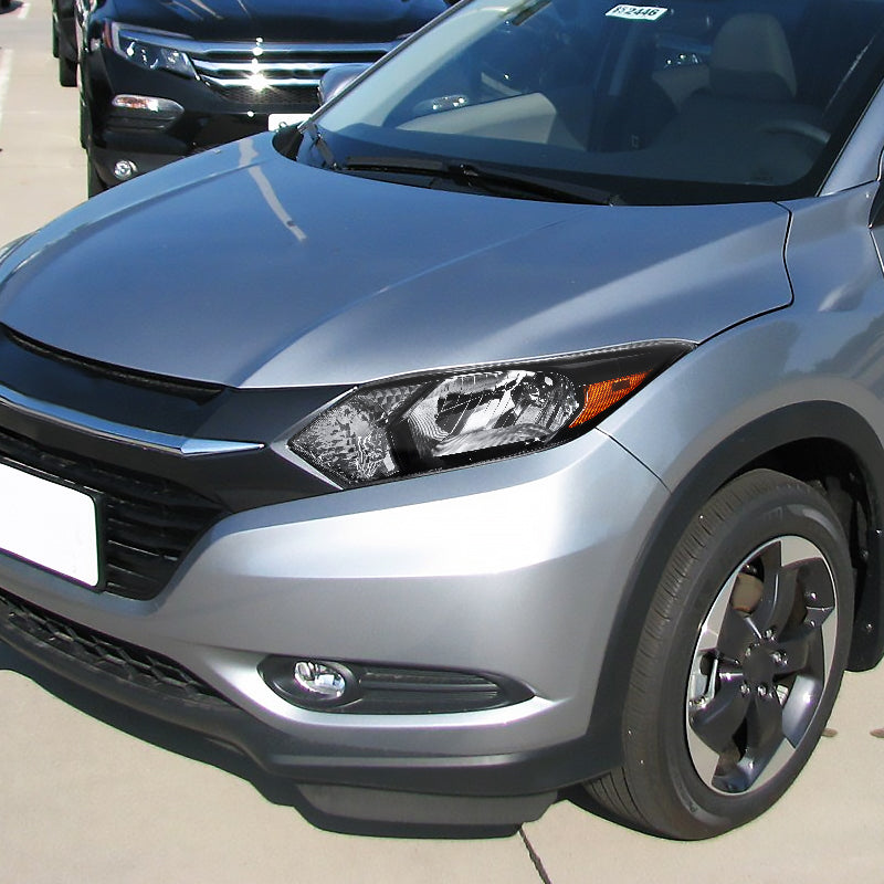 Spec-D 16-18 Honda HR-V Crystal Headlights Amber Reflectors Black