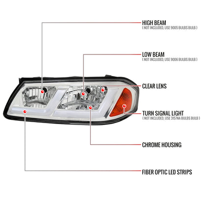 Spec-D 00-05 Chevy Impala Headlights LED Bar OEM Style Chrome