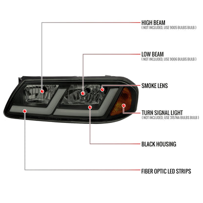 Spec-D 00-05 Chevy Impala Headlights LED Bar OEM Style Black/Smoked