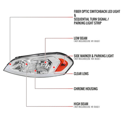 Spec-D 06-16 Chevy Impala Headlights LED Bar OEM Style.