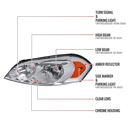 Spec-D 06-16 Impala/06-07 Monte Carlo Headlights Amber Reflectors