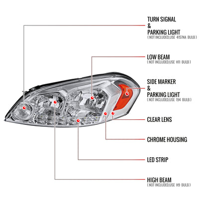 Spec-D 06-16 Impala/06-07 Monte Carlo Headlights Chrome/Clear