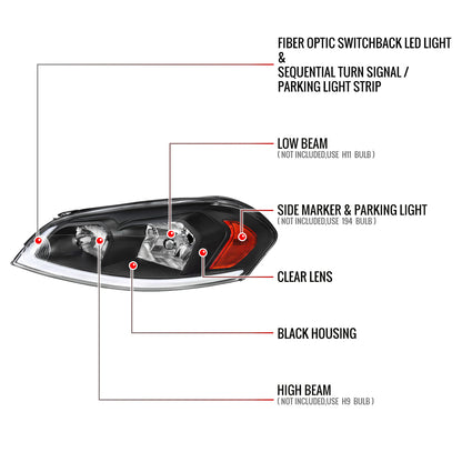 Spec-D 06-16 Impala /06-07 Monte Carlo Headlights Sequetial Black