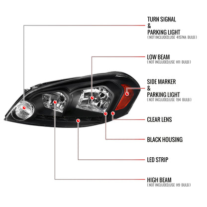 Spec-D 06-15 Chevy Impala Headlights Projector V2 Black