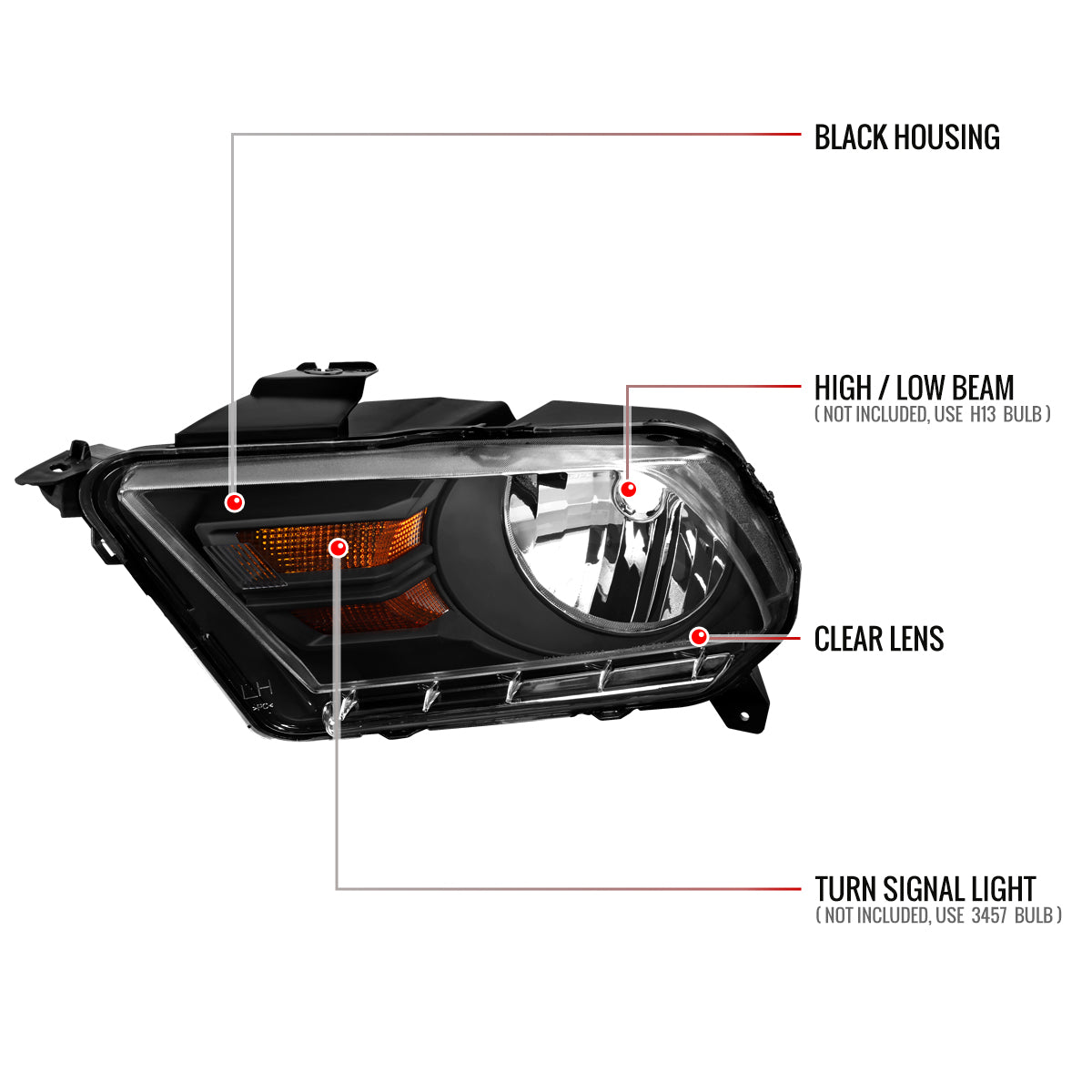 Spec-D 10-14 Ford Mustang OEM OEM Style Headlights Black