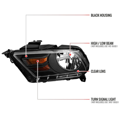 Spec-D 10-14 Ford Mustang OEM OEM Style Headlights Black